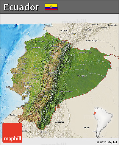Satellite 3D Map of Ecuador, shaded relief outside