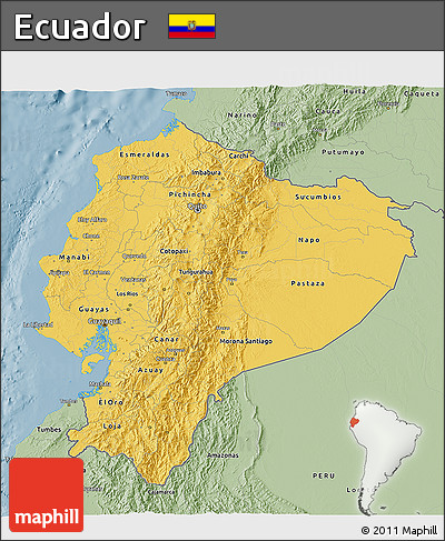 Savanna Style 3D Map of Ecuador