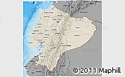 Shaded Relief 3D Map of Ecuador, darken, desaturated, land only