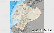 Shaded Relief 3D Map of Ecuador, darken, semi-desaturated, land only