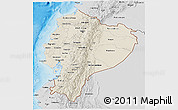 Shaded Relief 3D Map of Ecuador, desaturated, land only