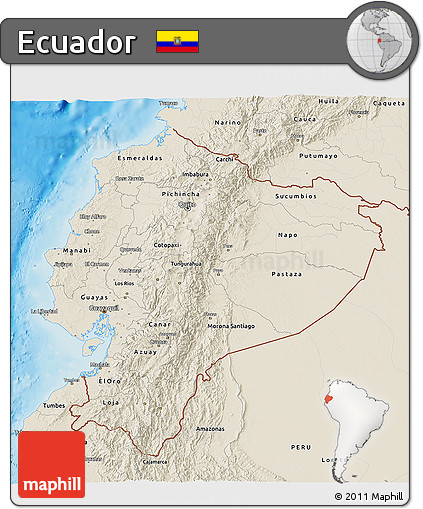 Shaded Relief 3D Map of Ecuador