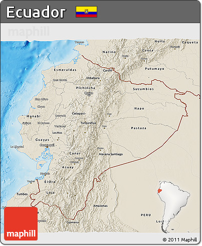 Shaded Relief 3D Map of Ecuador