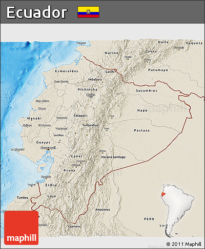 Shaded Relief 3D Map of Ecuador