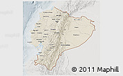 Shaded Relief 3D Map of Ecuador, lighten, semi-desaturated