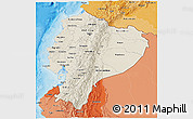 Shaded Relief 3D Map of Ecuador, political shades outside