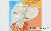 Shaded Relief 3D Map of Ecuador, political shades outside, shaded relief sea