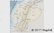 Shaded Relief 3D Map of Ecuador, semi-desaturated