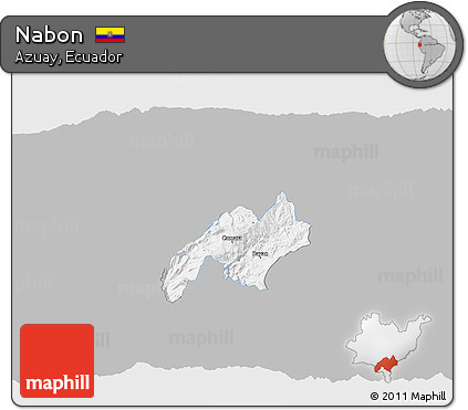 Gray 3D Map of Nabon, single color outside