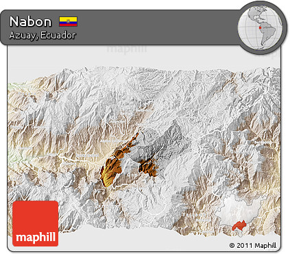 Physical 3D Map of Nabon, lighten