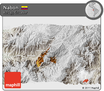 Physical 3D Map of Nabon, lighten, semi-desaturated