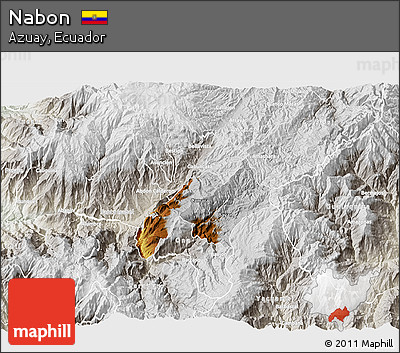 Physical 3D Map of Nabon, lighten, semi-desaturated