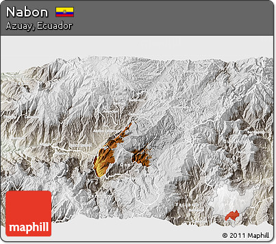 Physical 3D Map of Nabon, lighten, semi-desaturated