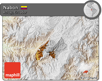 Physical Map of Nabon, lighten