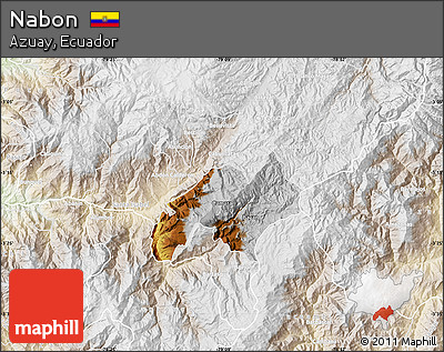 Physical Map of Nabon, lighten