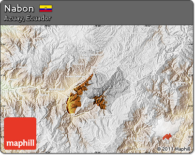 Physical Map of Nabon, lighten