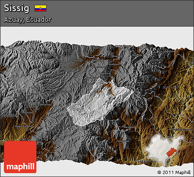 Physical 3D Map of Sissig, darken