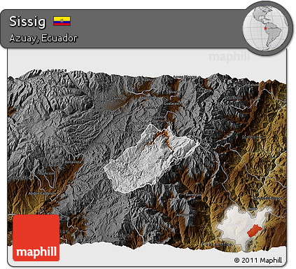 Physical 3D Map of Sissig, darken