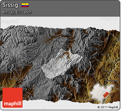 Physical 3D Map of Sissig, darken