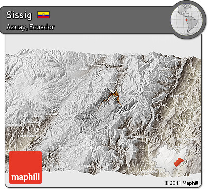 Physical 3D Map of Sissig, lighten, semi-desaturated