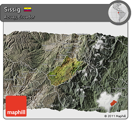 Satellite 3D Map of Sissig, semi-desaturated