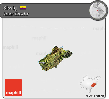 Satellite 3D Map of Sissig, single color outside