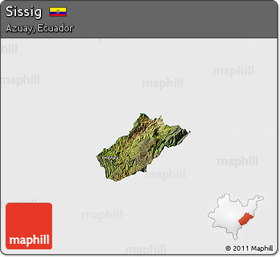 Satellite 3D Map of Sissig, single color outside