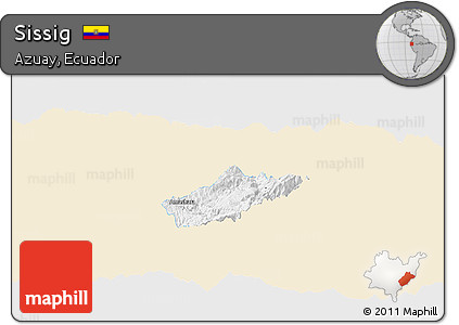 Classic Style Panoramic Map of Sissig, single color outside