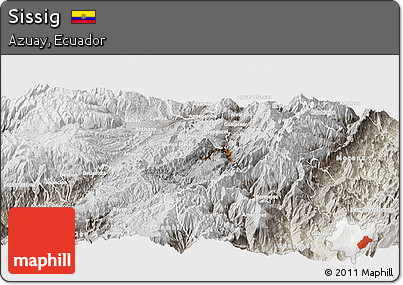 Physical Panoramic Map of Sissig, lighten, semi-desaturated
