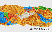 Shaded Relief Panoramic Map of Sissig, political outside