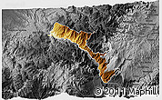 Physical 3D Map of Mira, darken, desaturated