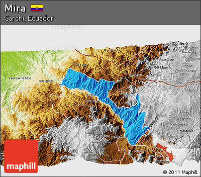Political 3D Map of Mira, physical outside