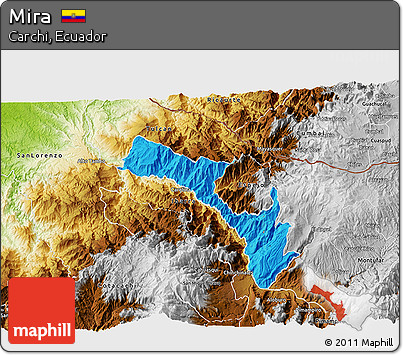 Political 3D Map of Mira, physical outside