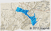 Political 3D Map of Mira, shaded relief outside