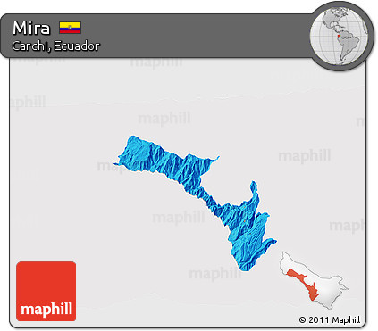 Political 3D Map of Mira, single color outside