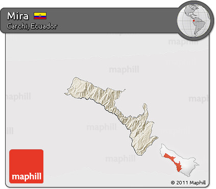 Shaded Relief 3D Map of Mira, cropped outside