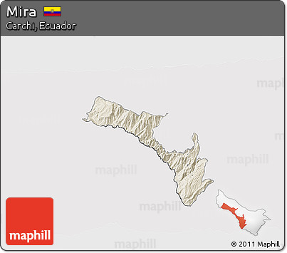 Shaded Relief 3D Map of Mira, cropped outside