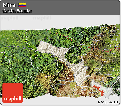 Shaded Relief 3D Map of Mira, satellite outside