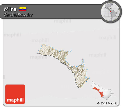 Shaded Relief 3D Map of Mira, single color outside