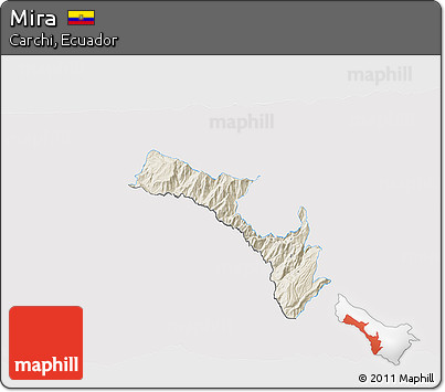 Shaded Relief 3D Map of Mira, single color outside