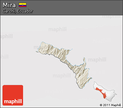 Shaded Relief 3D Map of Mira, single color outside