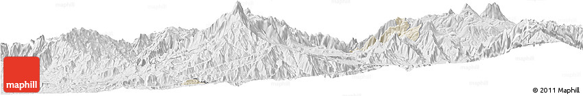 Shaded Relief Horizon Map of Mira, lighten, desaturated