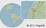 Savanna Style Location Map of Mira, hill shading