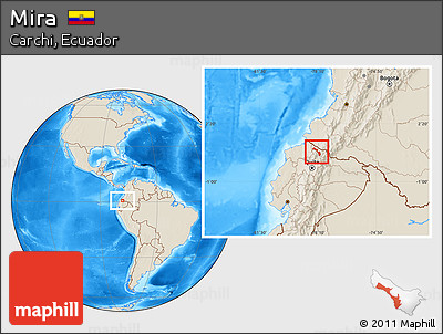 Shaded Relief Location Map of Mira