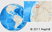 Shaded Relief Location Map of Mira, highlighted parent region, within the entire country