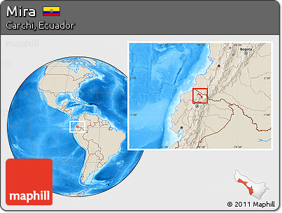 Shaded Relief Location Map of Mira, highlighted parent region