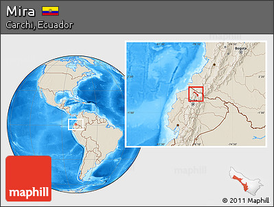 Shaded Relief Location Map of Mira, highlighted parent region
