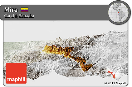Physical Panoramic Map of Mira, lighten, semi-desaturated