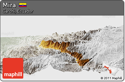 Physical Panoramic Map of Mira, lighten, semi-desaturated