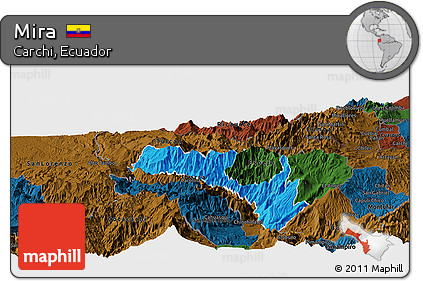 Political Panoramic Map of Mira, darken